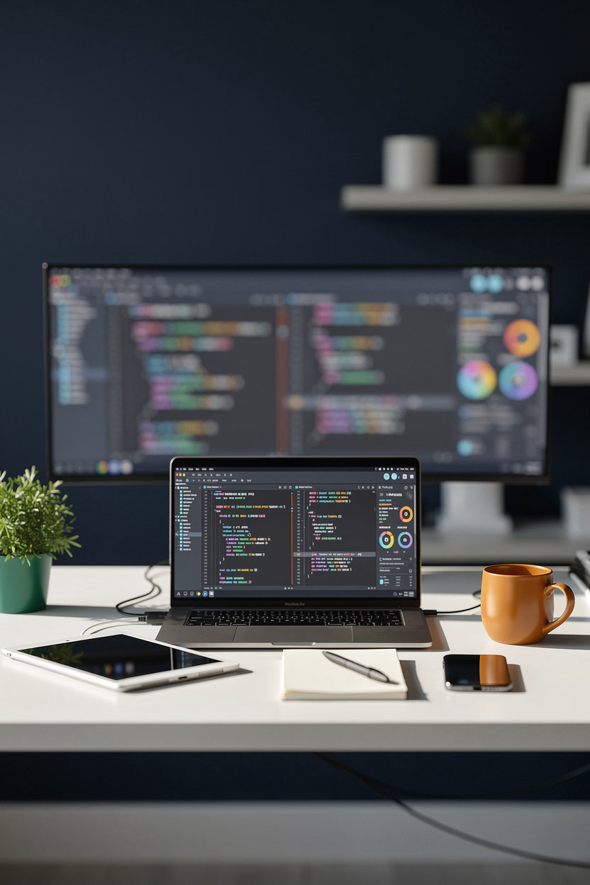 PAPYLINUX professional developer workspace with code and digital tools